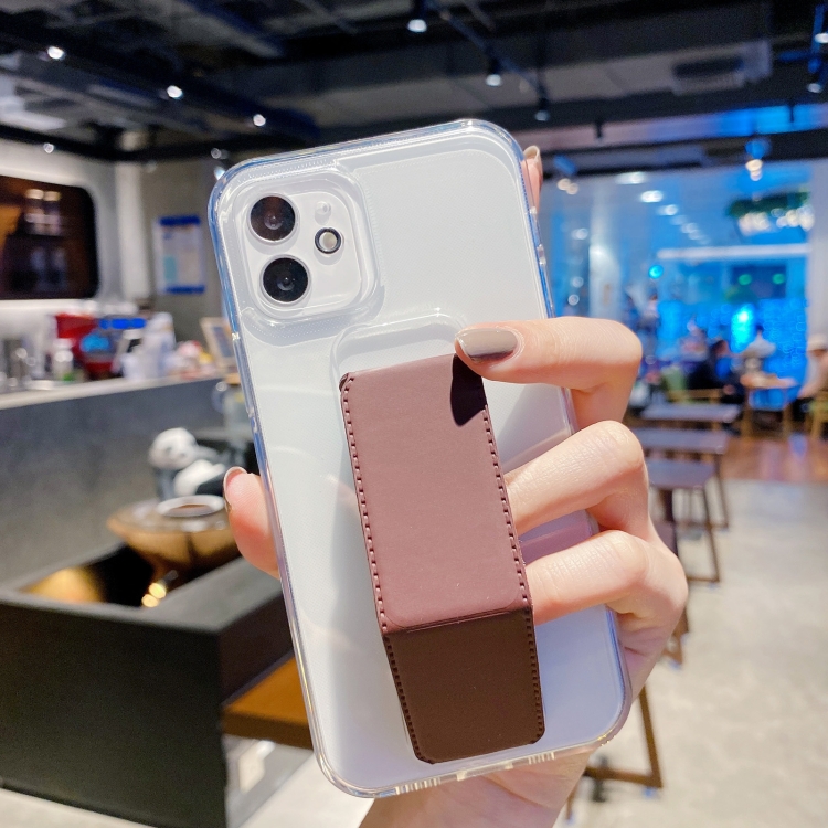 

Transparent TPU + PC Shockproof Case with Wrist Strap Holder For iPhone 11 Pro(Brown)