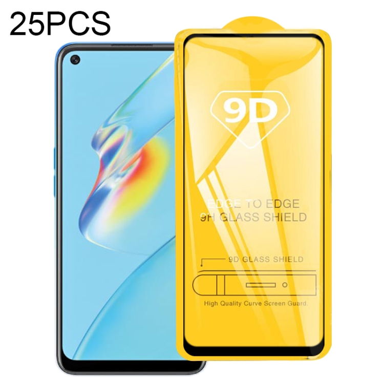 

For OPPO A54 25 PCS 9D Full Glue Full Screen Tempered Glass Film