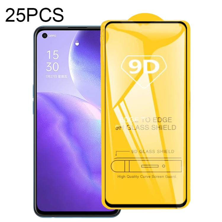

For OPPO Find X3 Lite 25 PCS 9D Full Glue Full Screen Tempered Glass Film