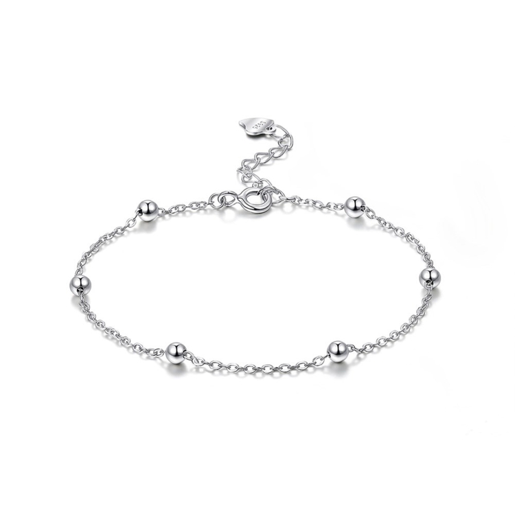 

S925 Sterling Silver Simple Round Beads Women Bracelet Jewelry