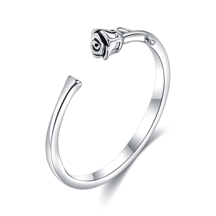 

S925 Sterling Silver Rose Flower Women Open Ring