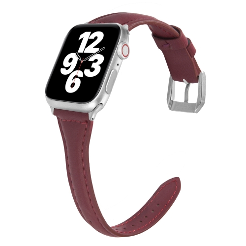 

Universal T-shaped Thin Leather Watch Strap For Apple Watch Series 7 41mm / 6 & SE & 5 & 4 40mm / 3 & 2 & 1 38mm(Coffee)