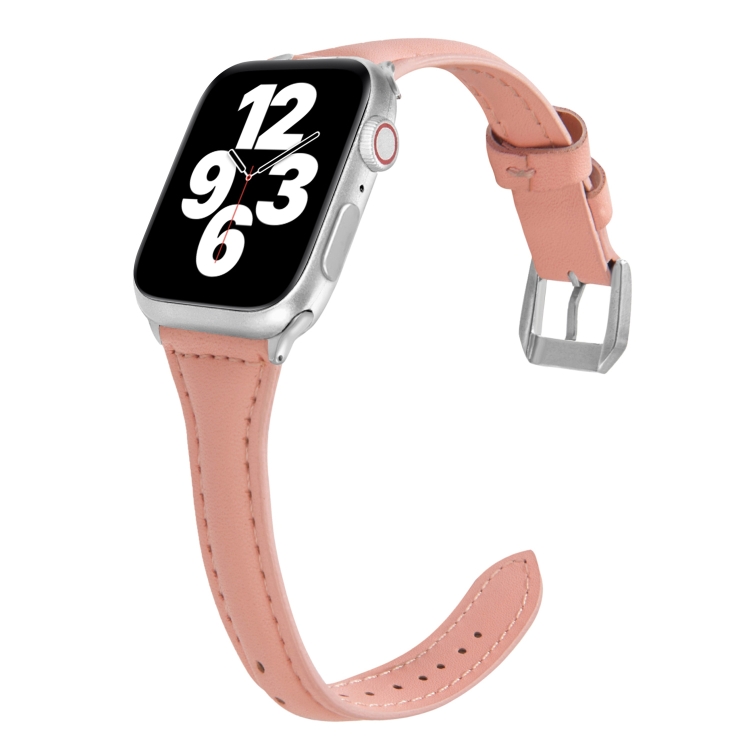 

Universal T-shaped Thin Leather Watch Strap For Apple Watch Series 6 & SE & 5 & 4 40mm / 3 & 2 & 1 38mm(Pink)