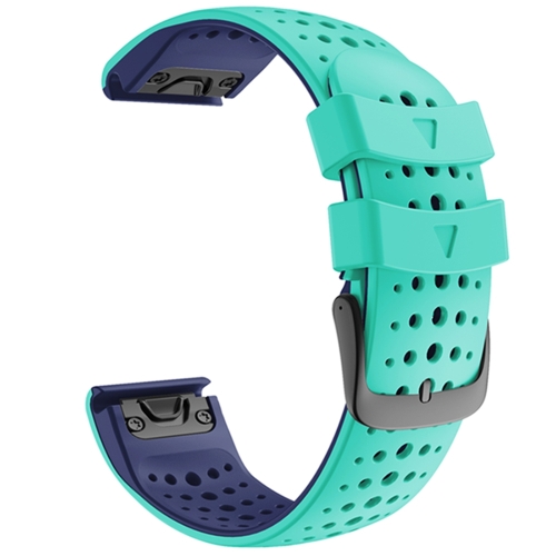 

For Garmin Fenix 6 Two-color Silicone Round Hole Quick Release Replacement Strap Watchband(Mint Green Blue)