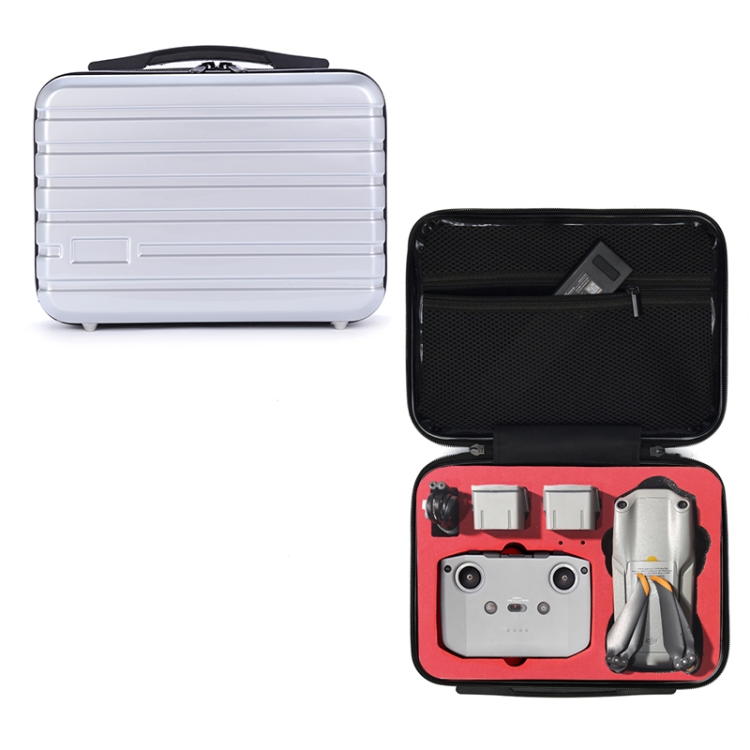

Portable Waterproof Handbag Storage Bag Suitcase for DJI Air 2S(Silver+Red)