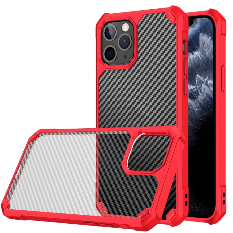 

Carbon Fiber Acrylic Shockproof Protective Case For iPhone 11 Pro Max(Red)
