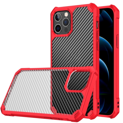 

Carbon Fiber Acrylic Shockproof Protective Case For iPhone 12 Pro(Red)