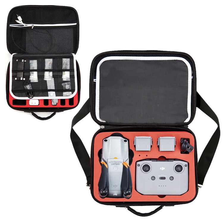 

Portable Single Shoulder Storage Travel Carrying Cover Case Box with Baffle Separator for DJI Air 2S(Black + Red Liner)