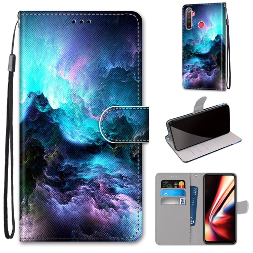 

For OPPO Realme 5 / 5s / 5i / C3 / C3i / 6i / Narzo10 / 10A / 20A Coloured Drawing Cross Texture Horizontal Flip PU Leather Case with Holder & Card Slots & Wallet & Lanyard(Colorful Clouds)