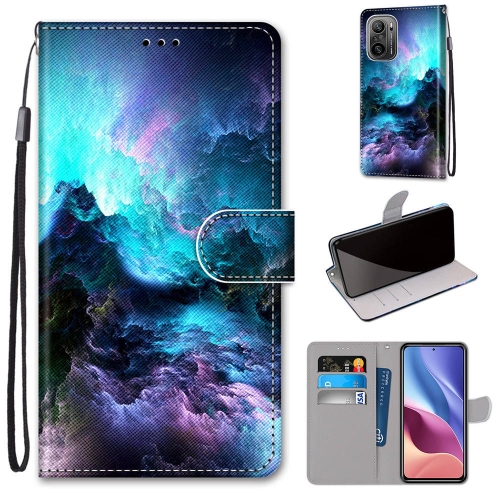 

For Xiaomi Redmi K40 / K40 Pro / K40 Pro+ / Mi 11i / Poco F3 Coloured Drawing Cross Texture Horizontal Flip PU Leather Case with Holder & Card Slots & Wallet & Lanyard(Colorful Clouds)