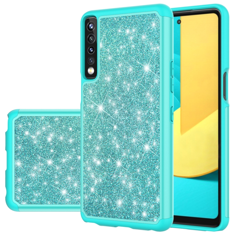 

For LG Stylo 7 4G Glitter Powder Contrast Skin Shockproof Silicone + PC Protective Case(Green)