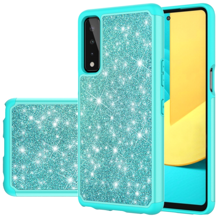 

For LG Stylo 7 5G Glitter Powder Contrast Skin Shockproof Silicone + PC Protective Case(Green)