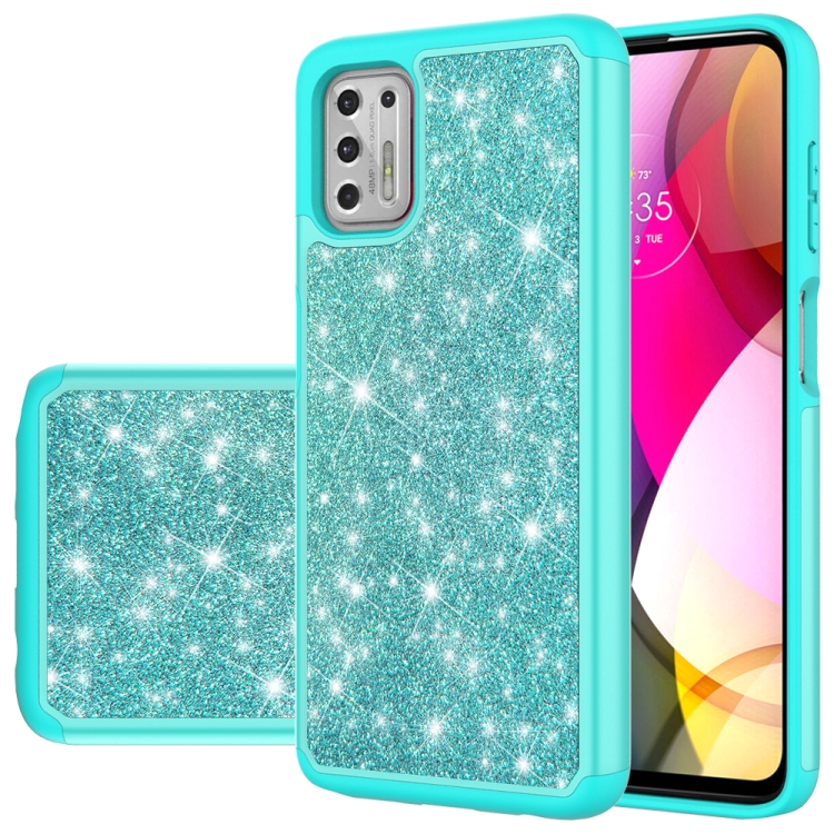 

For Motorola Moto G Stylus (2021) Glitter Powder Contrast Skin Shockproof Silicone + PC Protective Case(Green)