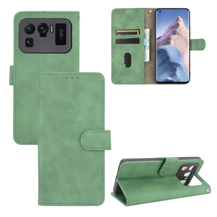 

For Xiaomi Mi 11 Ultra Solid Color Skin Feel Magnetic Buckle Horizontal Flip Calf Texture PU Leather Case with Holder & Card Slots & Wallet(Green)