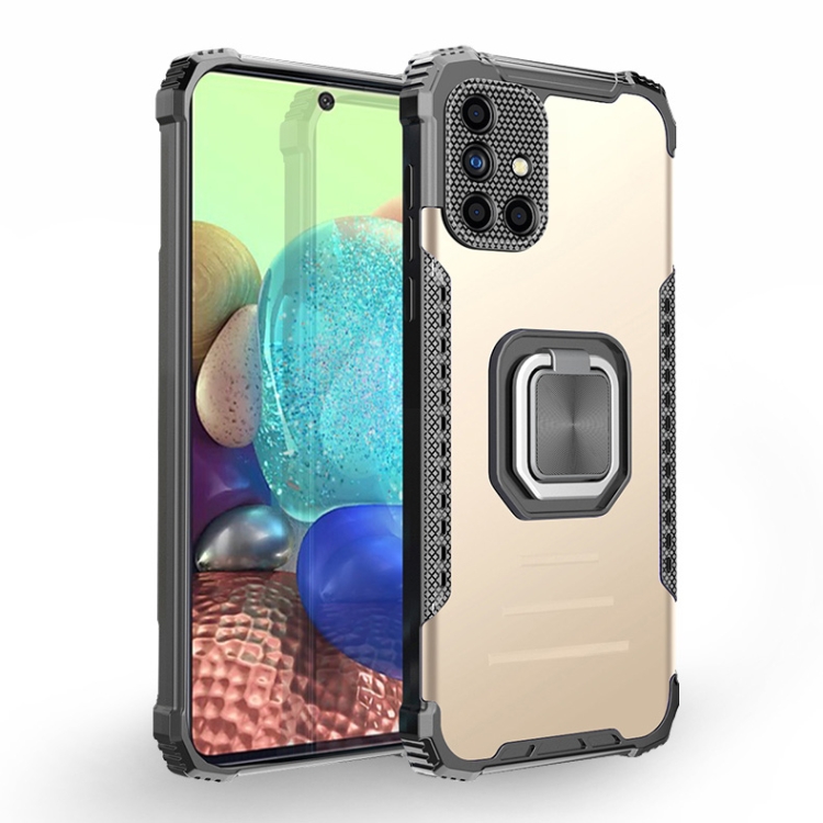 

For Samsung Galaxy A51 Fierce Warrior Series Armor All-inclusive Shockproof Aluminum Alloy + TPU Protective Case with Ring Holder(Gold)