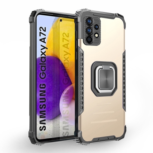 

For Samsung Galaxy A72 4G / 5G Fierce Warrior Series Armor All-inclusive Shockproof Aluminum Alloy + TPU Protective Case with Ring Holder(Gold)