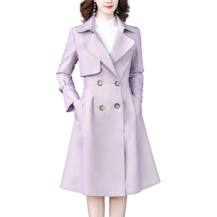 

Wild Long Sleeve Thin Suit Collar Windbreaker Coat, Size:L(Light Purple)