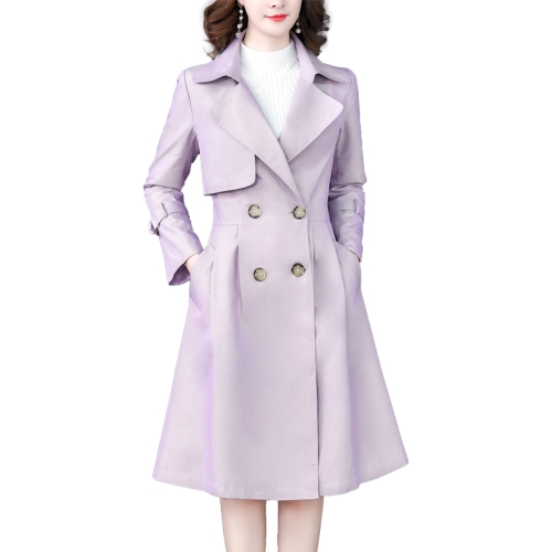 

Wild Long Sleeve Thin Suit Collar Windbreaker Coat, Size:XXL(Light Purple)