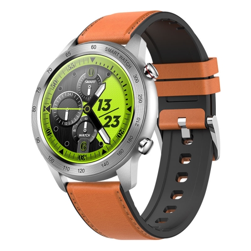 

MX5 1.3 inch IPS Screen IP68 Waterproof Smart Watch, Support Bluetooth Call / Heart Rate Monitoring / Sleep Monitoring, Style: Leather Strap(Brown)