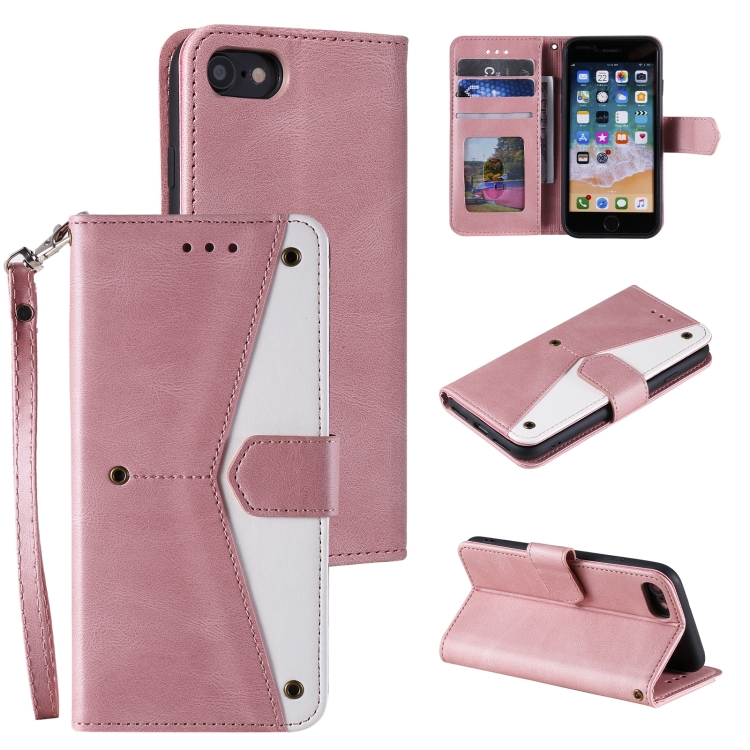 

Stitching Calf Texture Horizontal Flip Leather Case with Holder & Card Slots & Wallet For iPhone SE 2020 / 8 / 7(Rose Gold)