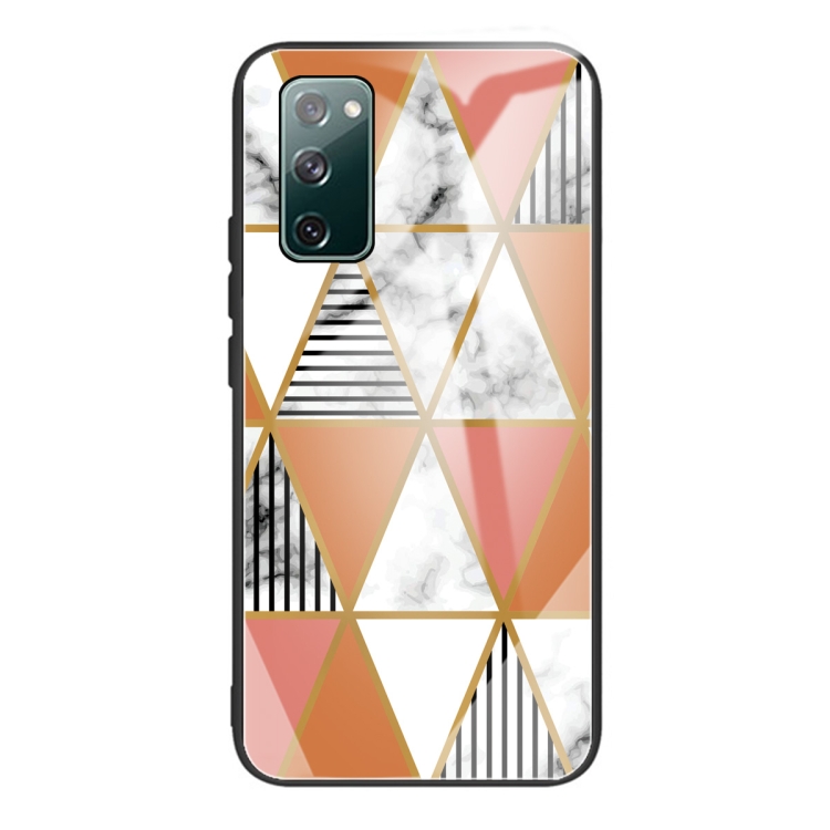 

For Samsung Galaxy S20 FE Marble Tempered Glass Back Cover TPU Border Case(HCBL-4)