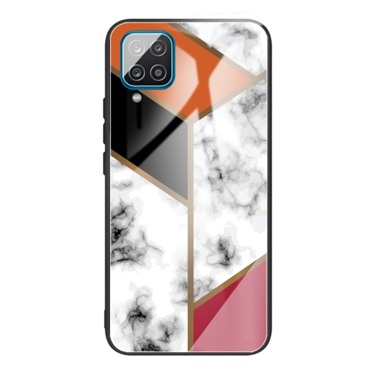 

For Samsung Galaxy A42 5G Marble Tempered Glass Back Cover TPU Border Case(HCBL-1)