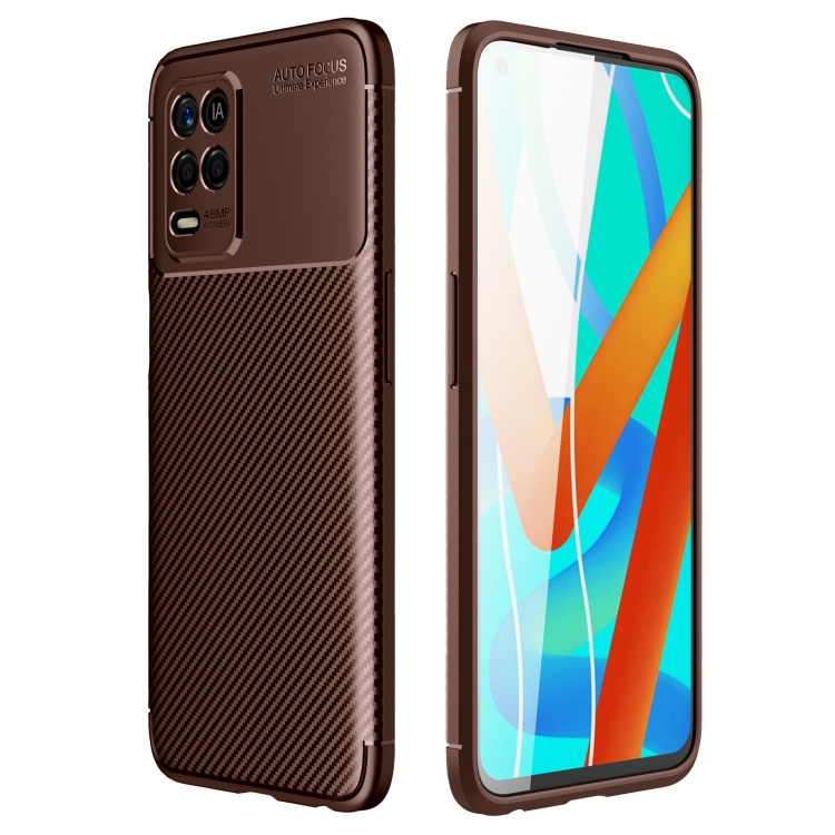

For OPPO Realme V13 5G Carbon Fiber Texture Shockproof TPU Case(Brown)