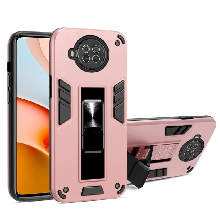 

For Xiaomi Redmi Note 9 Pro 5G 2 in 1 PC + TPU Shockproof Protective Case with Invisible Holder(Rose Gold)