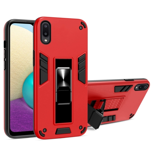 

For Samsung Galaxy A02 2 in 1 PC + TPU Shockproof Protective Case with Invisible Holder(Red)