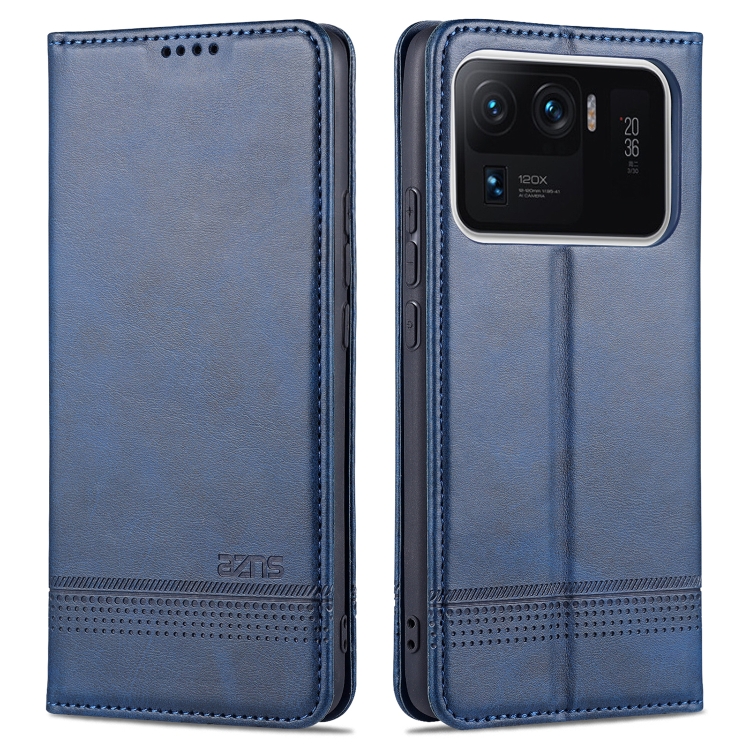 

For Xiaomi Mi 11 Ultra AZNS Magnetic Calf Texture Horizontal Flip Leather Case with Card Slots & Holder & Wallet(Dark Blue)