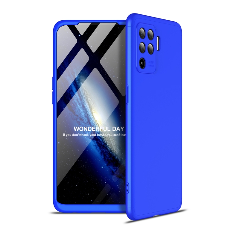 

For OPPO A94 / F19 Pro / Reno5 F / Reno5 Lite GKK Three Stage Splicing Full Coverage PC Protective Case(Blue)