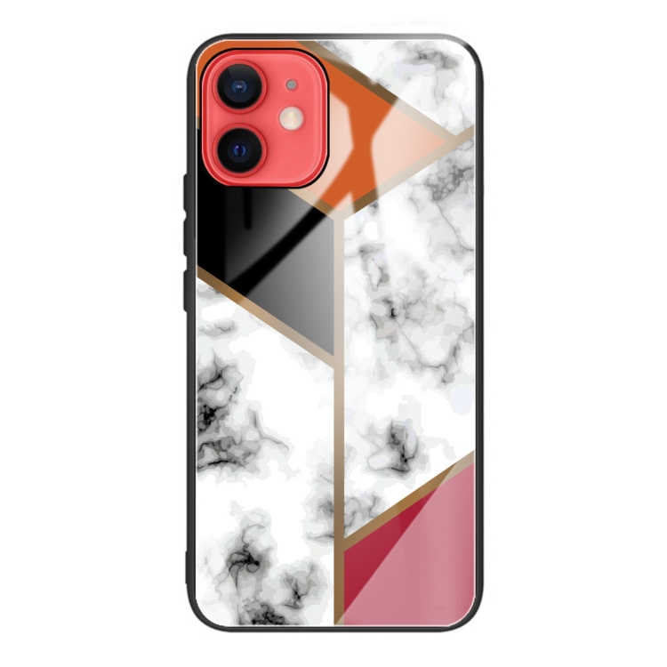 

Marble Tempered Glass Back Cover TPU Border Case For iPhone 12 mini(HCBL-1)