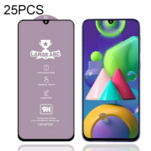 

For Samsung Galaxy M21 25 PCS 9H HD Large Arc High Alumina Full Screen Tempered Glass Film