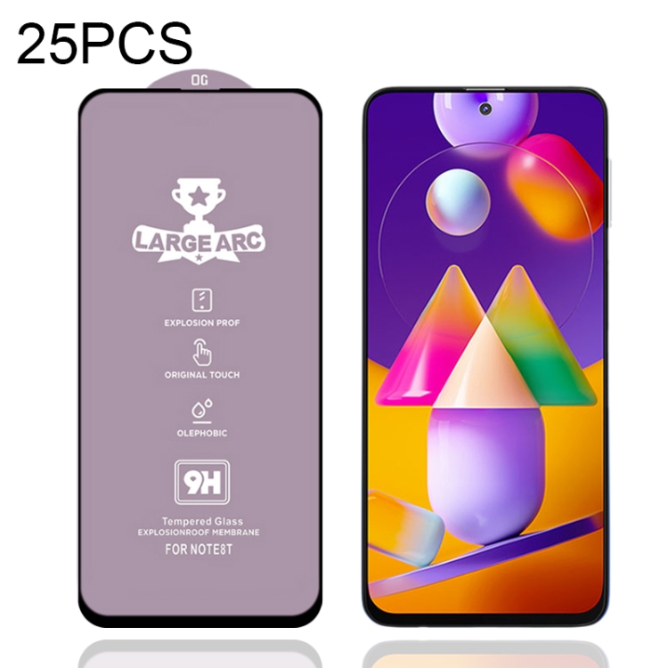 

For Samsung Galaxy M31s 25 PCS 9H HD Large Arc High Alumina Full Screen Tempered Glass Film
