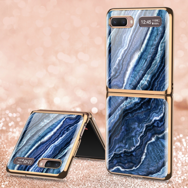 

For Samsung Galaxy Z Flip 5G GKK Marble Pattern Electroplating Painted Glass Case(Marble 01)