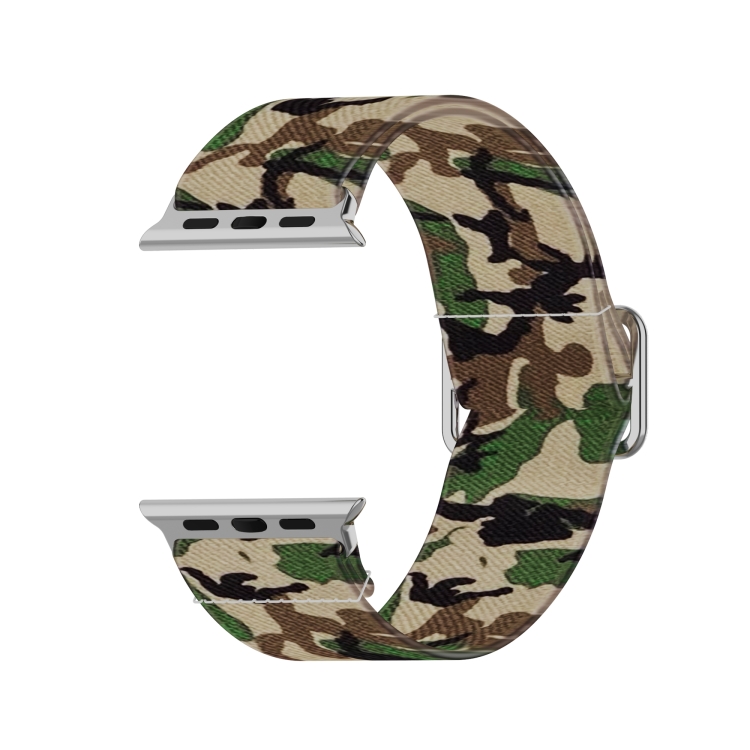 

Adjustable Elastic Print Watch Strap For Apple Watch Series 6 & SE & 5 & 4 40mm / 3 & 2 & 1 38mm(Camouflage Green)