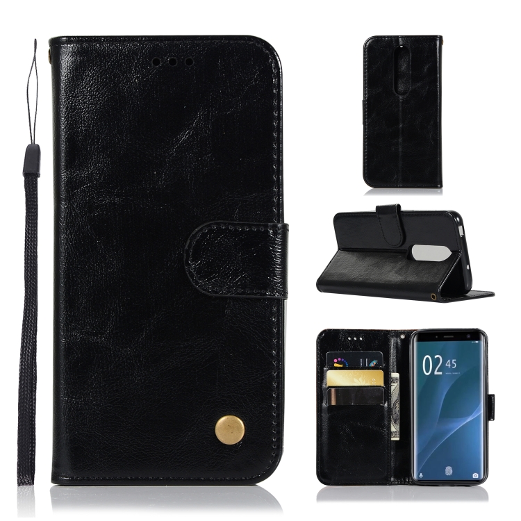 

For Sony Xperia 1 Retro Copper Button Crazy Horse Horizontal Flip PU Leather Case with Holder & Card Slots & Wallet & Lanyard(Black)