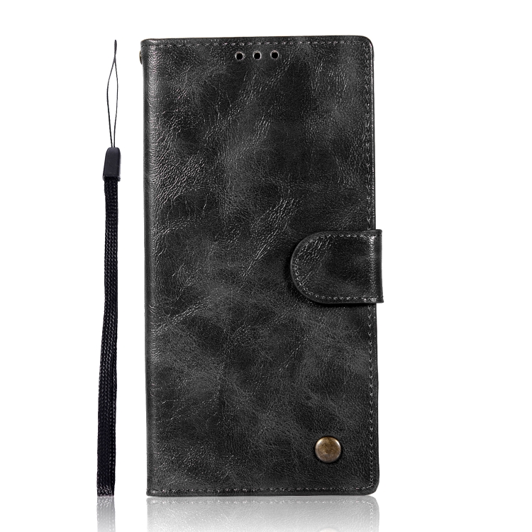 

For Sony Xperia XA1 Plus Retro Copper Button Crazy Horse Horizontal Flip PU Leather Case with Holder & Card Slots & Wallet & Lanyard(Black)