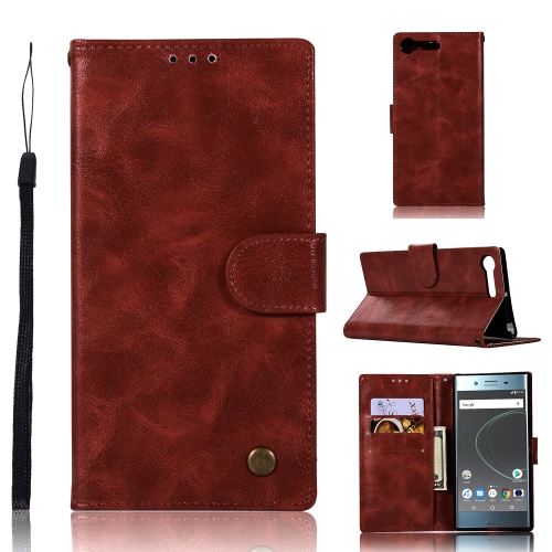 

For Sony Xperia XZ Premium Retro Copper Button Crazy Horse Horizontal Flip PU Leather Case with Holder & Card Slots & Wallet & Lanyard(Wine Red)