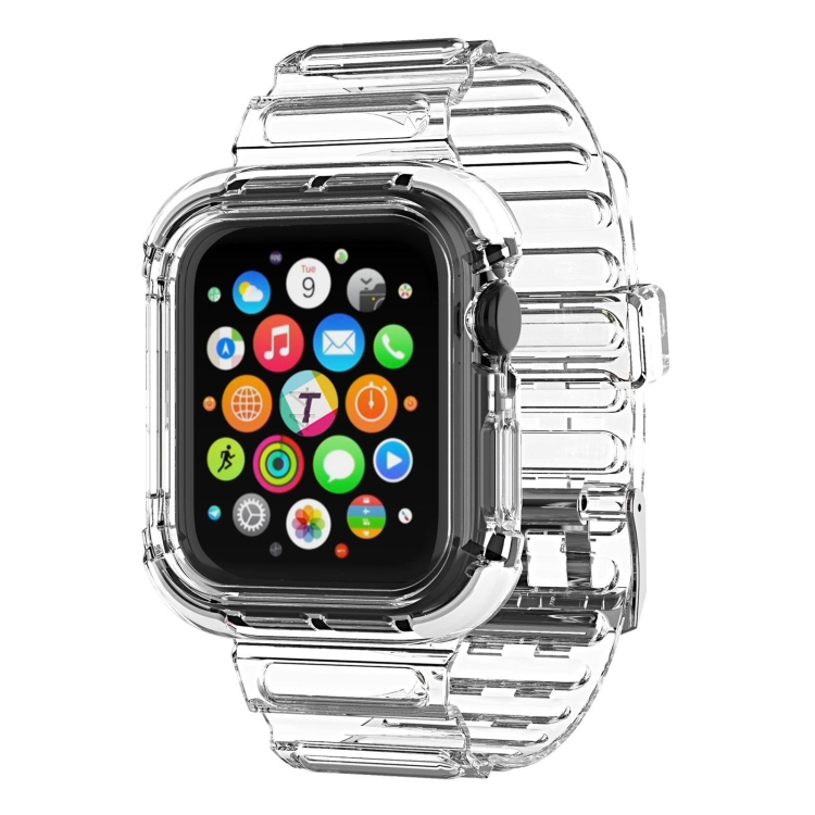 

Integrated Crystal Clear Color Contrast Replacement Strap Watchband For Apple Watch Series 6 & SE & 5 & 4 44mm / 3 & 2 & 1 42mm(Transparent)