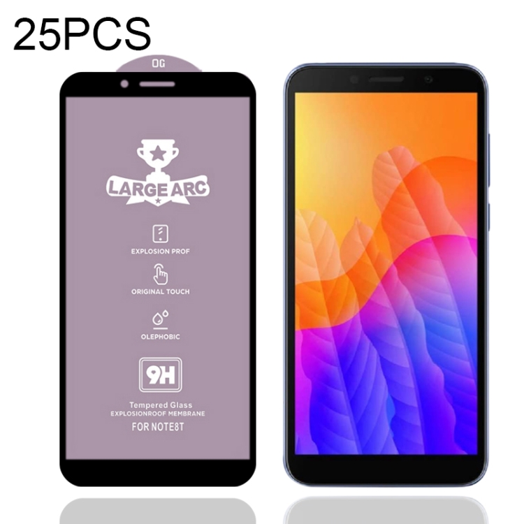

For Huawei Y5p 25 PCS 9H HD Large Arc High Alumina Full Screen Tempered Glass Film