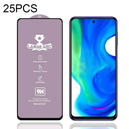 

For Xiaomi Poco M2 Pro 25 PCS 9H HD Large Arc High Alumina Full Screen Tempered Glass Film