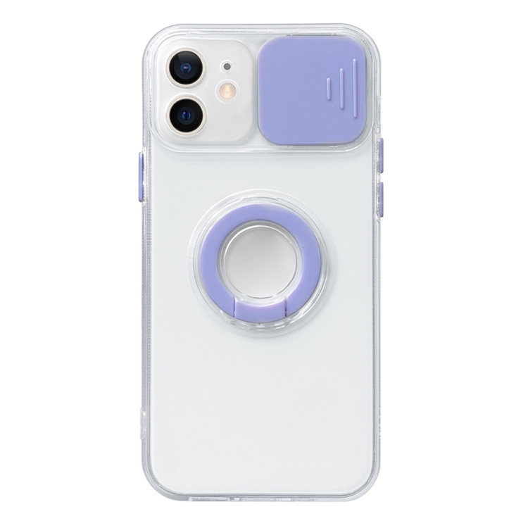 

Sliding Camera Cover Design TPU Protective Case with Ring Holder For iPhone 12 mini(Purple)