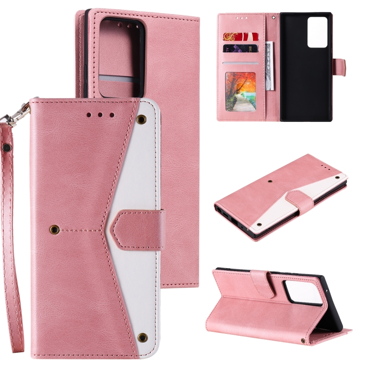 

For Samsung Galaxy Note20 Ultra Stitching Calf Texture Horizontal Flip Leather Case with Holder & Card Slots & Wallet(Rose Gold)