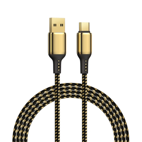 

WiWU GD-101 2.4A USB to USB-C / Type-C Zinc Alloy + Nylon Braided Data Cable, Cable Length:1m(Gold)
