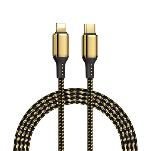 

WiWU GD-103 3A USB-C / Type-C to 8 Pin Zinc Alloy + Nylon Braided Data Cable, Cable Length:1m(Gold)