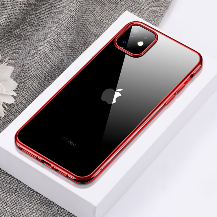 

For iPhone 11 CAFELE Flash Plating Series Transparent Anti-fingerprint Full Coverage Anti-fall Phone Soft Protective Case(Red)