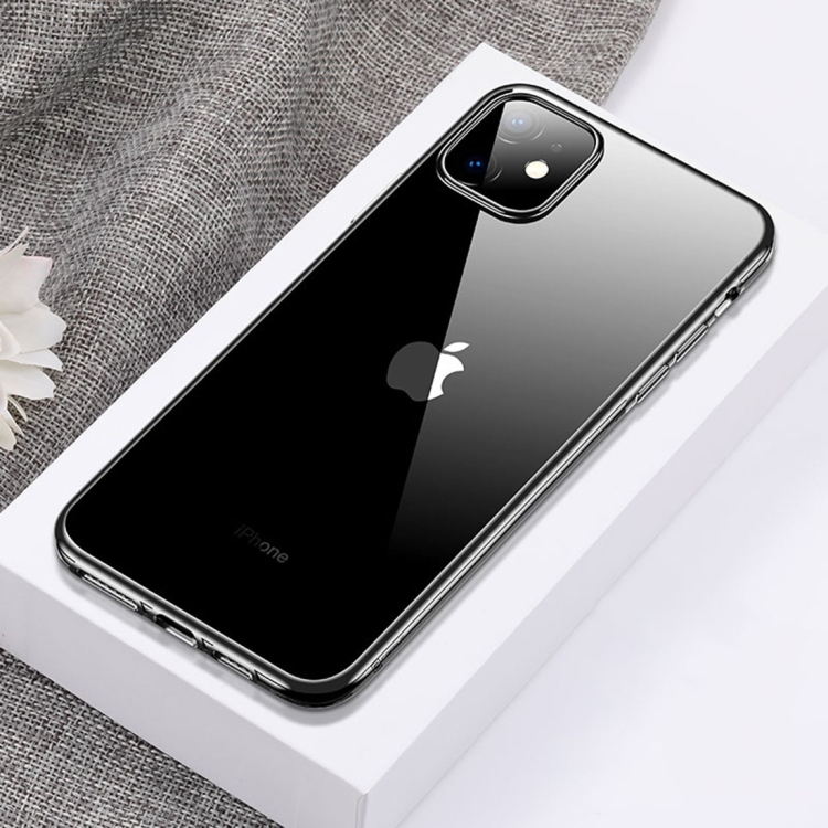 

For iPhone 11 Pro CAFELE Flash Plating Series Transparent Anti-fingerprint Full Coverage Anti-fall Phone Soft Protective Case(Black)