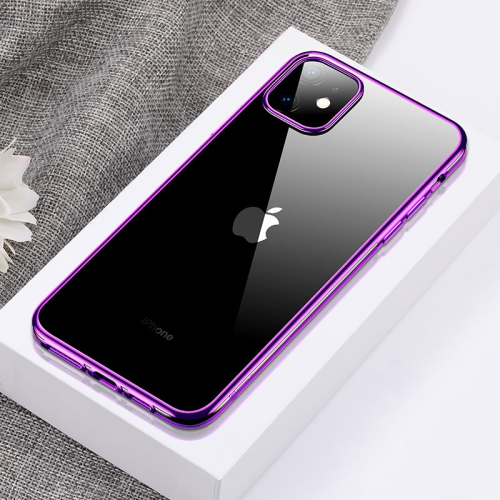 

For iPhone 11 Pro CAFELE Flash Plating Series Transparent Anti-fingerprint Full Coverage Anti-fall Phone Soft Protective Case(Purple)