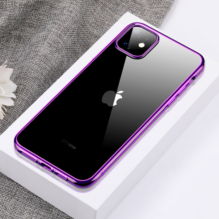 

For iPhone 11 Pro Max CAFELE Flash Plating Series Transparent Anti-fingerprint Full Coverage Anti-fall Phone Soft Protective Case(Purple)